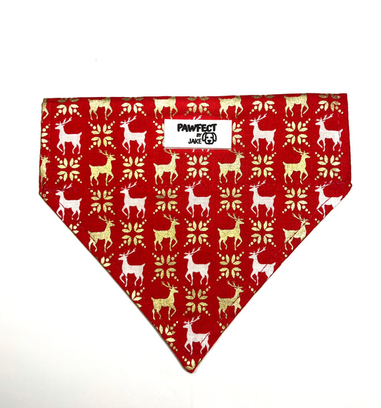 Red gold reindeer collar slip on