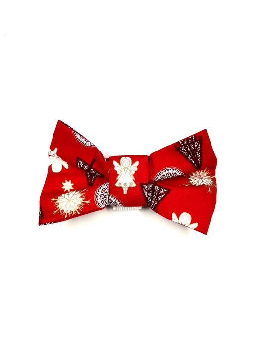 Red gold xmas bow tie