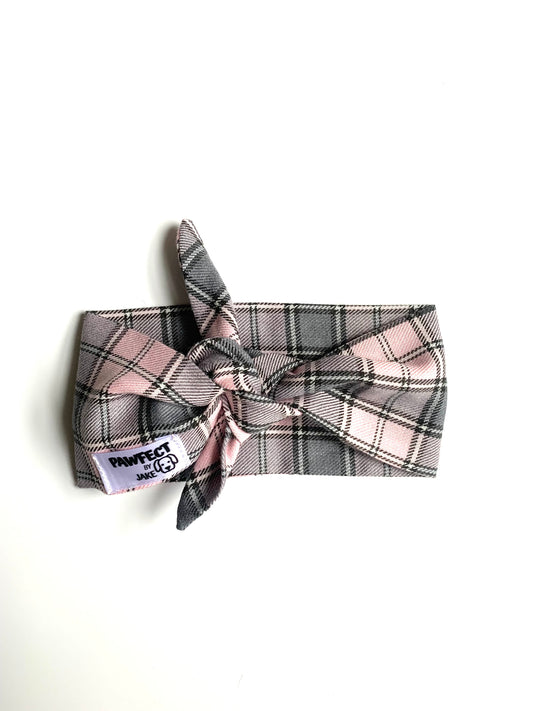 Pink tartan tie back